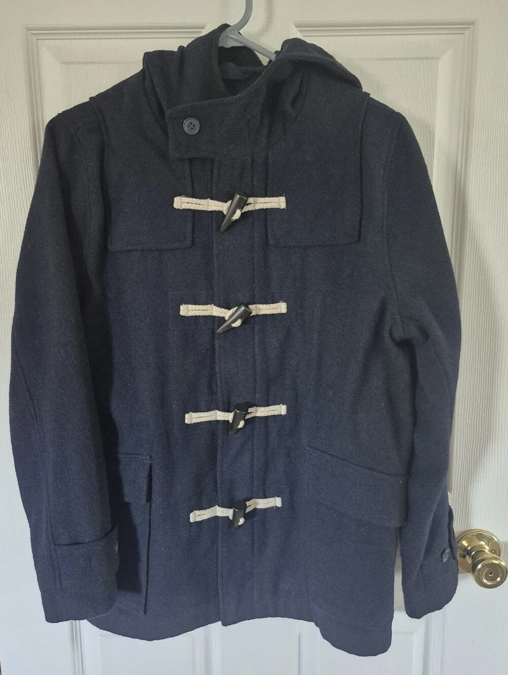 Gap Kids Navy Wool Blend Peacoat With Toggle Button Detail And Hood 13/14 XXL